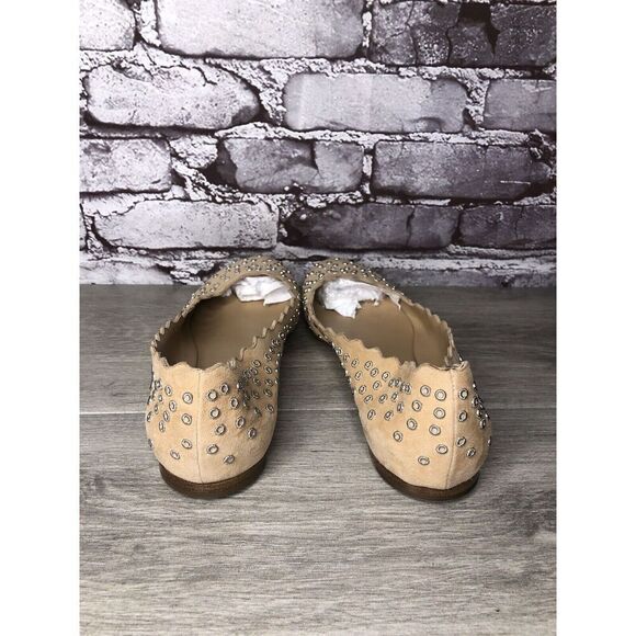 Chloe Beige Suede Leather Scalloped Studded Ballet Flats Women’s Sz 40EU/9.5M US - Picture 4 of 16